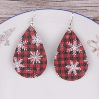 zwpon vegan leather christmas teardrop earrings for women 2020 hot sale cheaper earrings jewelry accessories wholesale