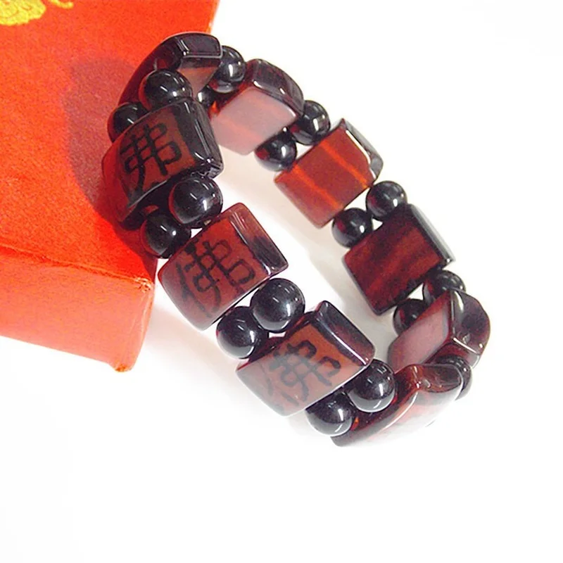 

Модные мужские и женские Квадратные бусины из красного агата и бусины Будды в этническом стиле