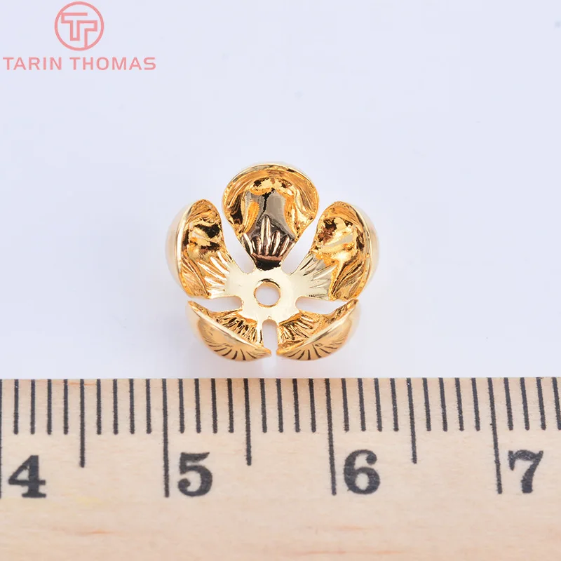 (31868)10 шт 13 мм 24K цвета шампанского позолоченные латунные 3D бусины с цветком