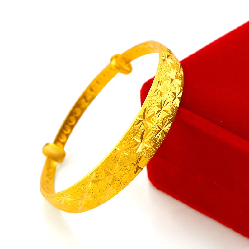 

Luxury Yellow Gold Plated Bracelet Bangle For Women Classic Gypsophila Bracelet Hand Chain Wedding Birthday Fine Jewelry Gifts