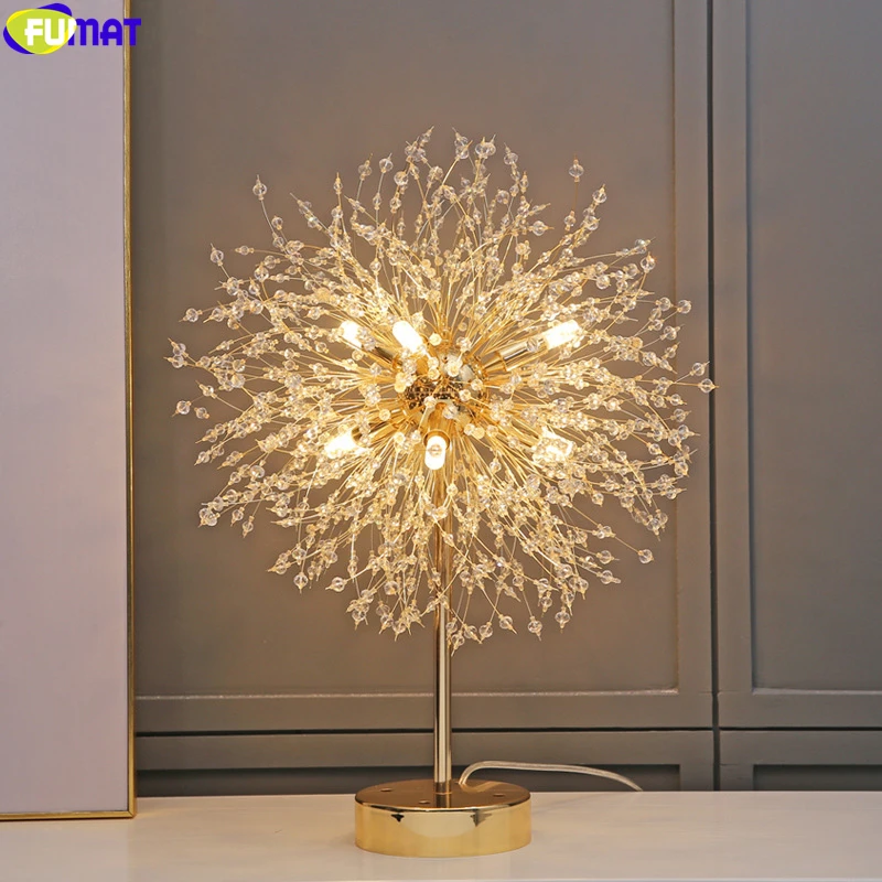 

FUMAT Crystal Table Light Dandelion Ball Desk Lamp LED Table Light For Home Decoration Bedroom Lamp Bedside Lamp For Children