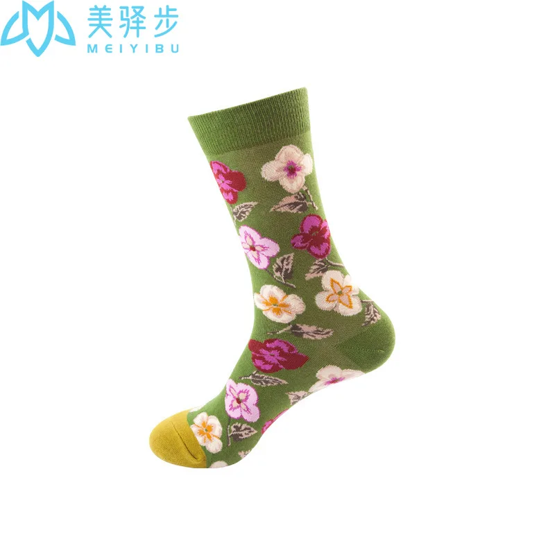 5 pairs per set Fashion Socks European and American Flower Stockings Women's Fashion Socks