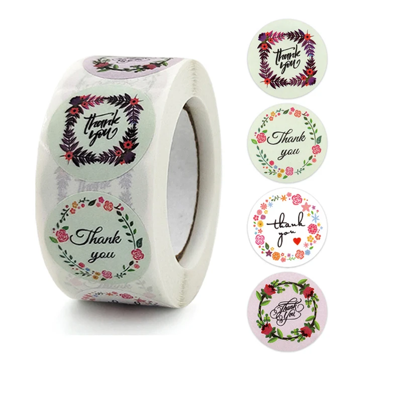 

500pcs/roll Round Business Label Stickers Paper Cute Thank You Stickers for Baking Packaging Seal Labels Stationery Stickers