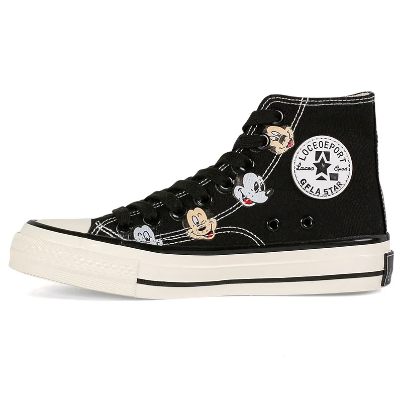 

The Spring Of 2020 The New Cartoon mouse high help canvas shoes wholesale female ins han edition joker student flat sandals