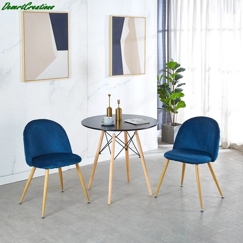 

Modern Dinning Chair Fabric Upholstered Accent Chair Velvet Cushion Seat And Back For Dining And Living Room