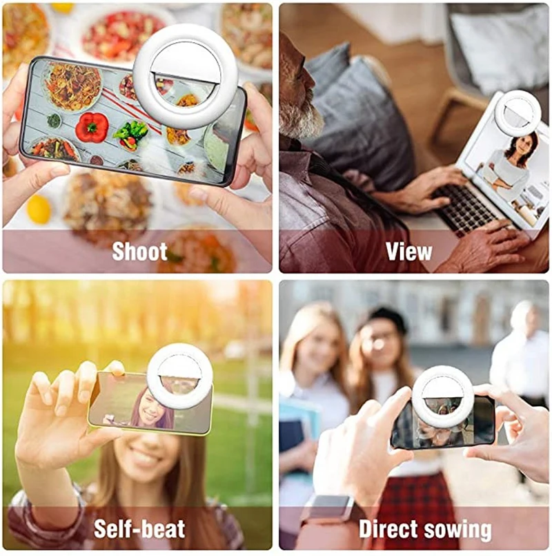 

USB Rechargable LED Selfie Light Phone Clip Flashlight 3 Modes Lightning For iPhone Samsung Xiaomi Huawei Photography Lamp