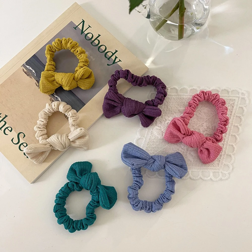 

Ponytail Holder Bow Scrunchies Hair Ring Candy Color Hair Ties Rope Women Hair Accessories Hair Bows for Girls Hairbands