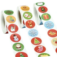 500pcsroll 2 5cm cute merry christmas round stickers for christmas party gift packaging envelope sealing decoration label