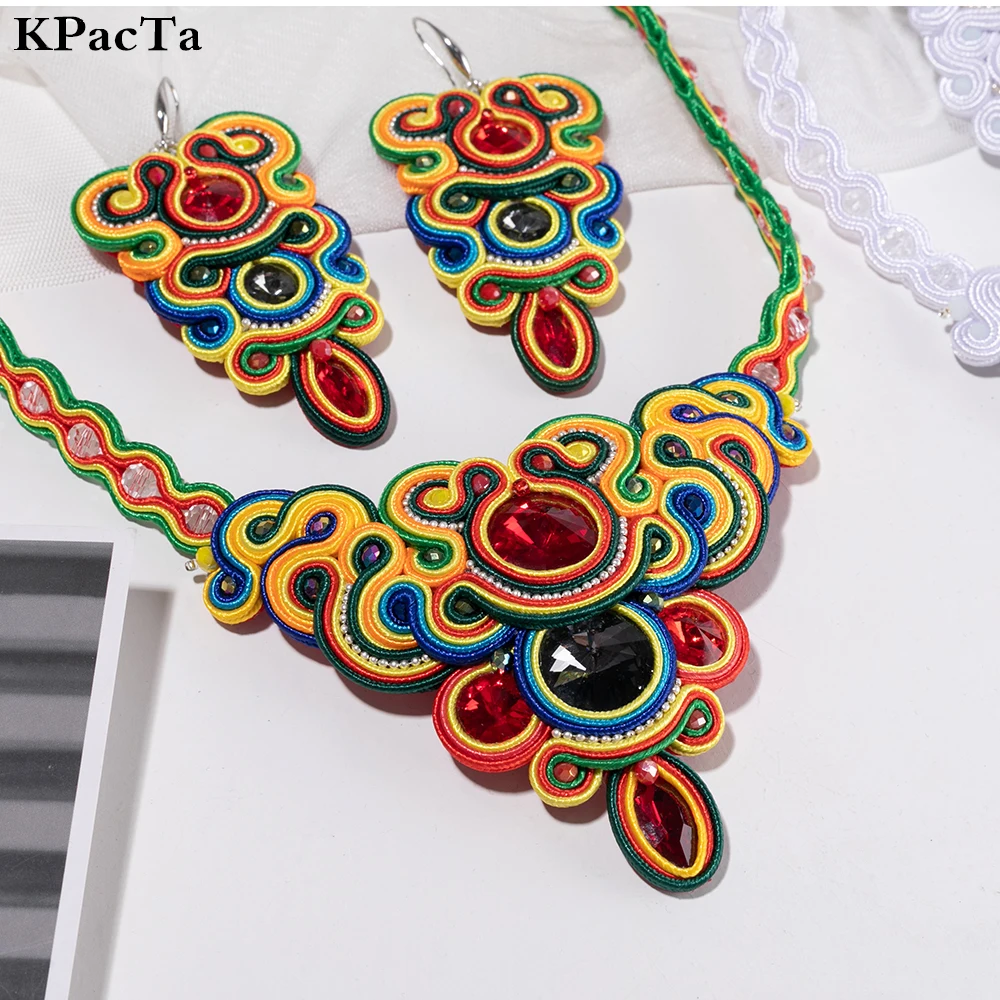 Ethnic style gems Water Drop Bridal Jewelry Sets Bohemia necklace Crown Necklace Earrings for Bride Wedding Dubai Jewelry Set