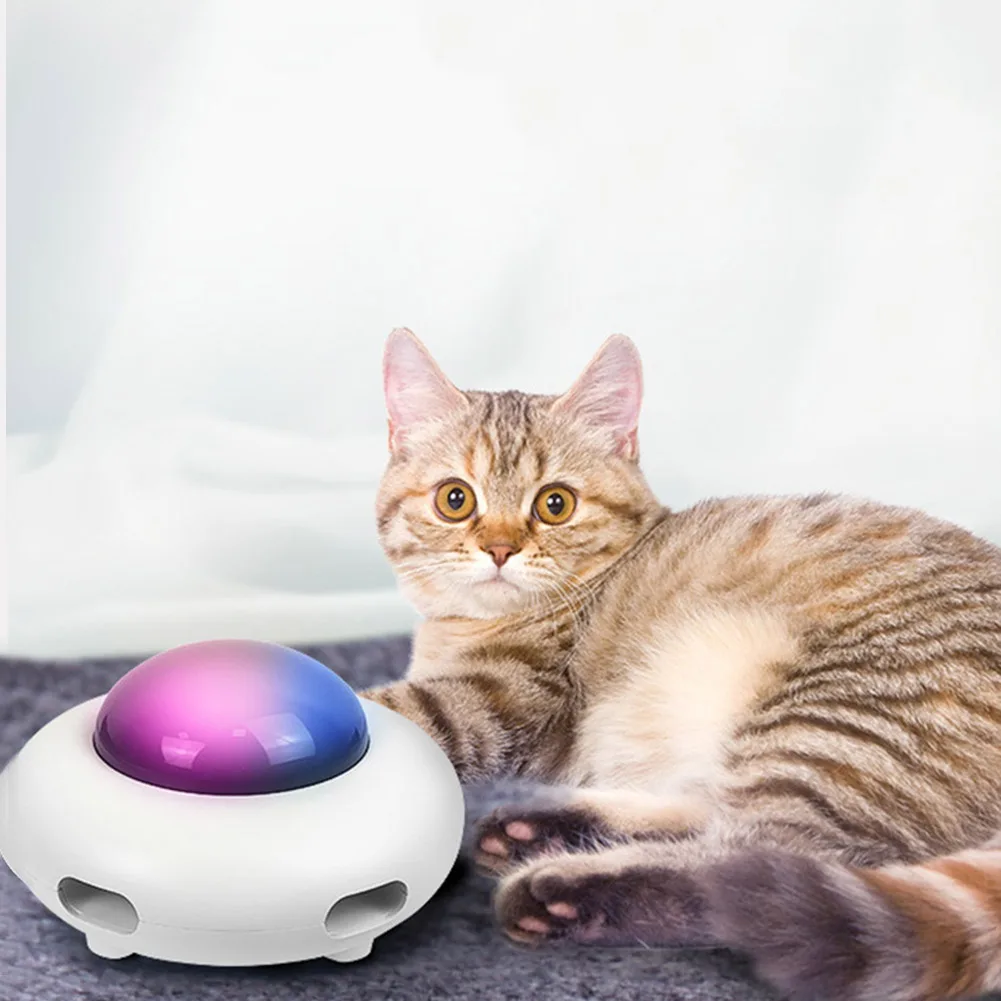 

Spinning Pet Game Cat Toy Playing Interactive Auto Teaser Turntable Training Feather Stick with Bottom Cleaning Ring