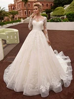 gorgeous lace princess wedding dress 2021 ball gown elegant beading appliques bridal vintage bride gowns vestido de noiva