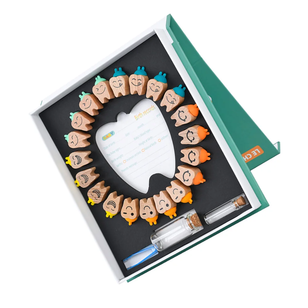 1 Set Wooden Baby Deciduous Tooth Box Preservation Case Gift | Мать и ребенок