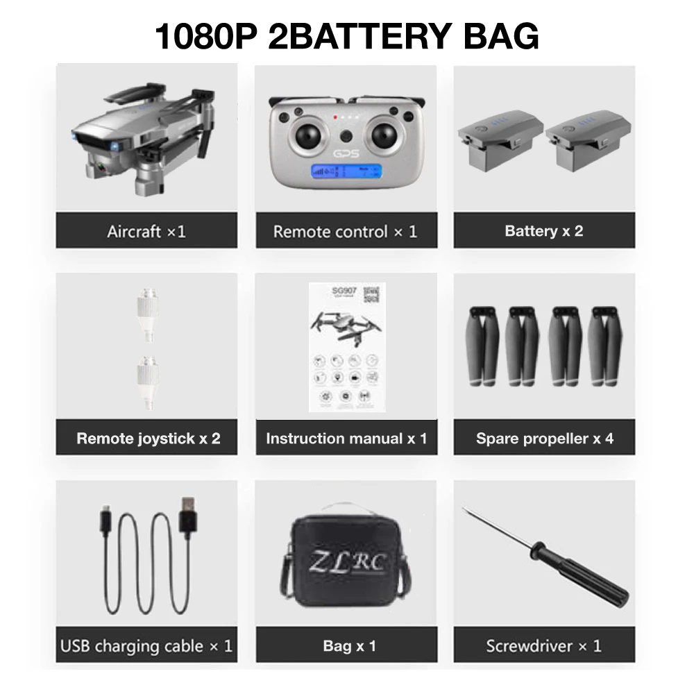 5G 1080P 2B with bag SG907 Дрон с GPS с 4K HD Двойная камера широкий угол 5G wifi FPV RC Квадрокоптер складные дроны Профессиональные с GPS следуем за мной - Цвет: 5G 1080P 2B with bag