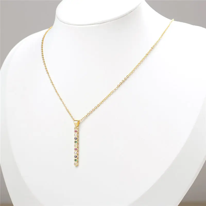 

New Fashion Stainless Steel & Copper Micro Pave Necklace Gold Color Heart Multicolour Cubic Zirconia 45cm(17 6/8") long, 1 Piece