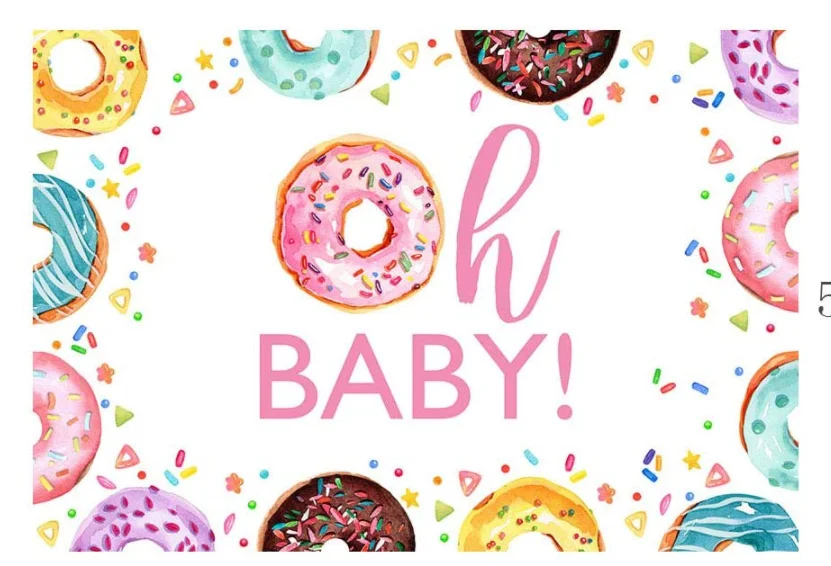 Colorful Donut Girl Baby Shower Party Decoration Banner Photo Studio Background Pink Oh Baby Princess Photography Backdrops enlarge