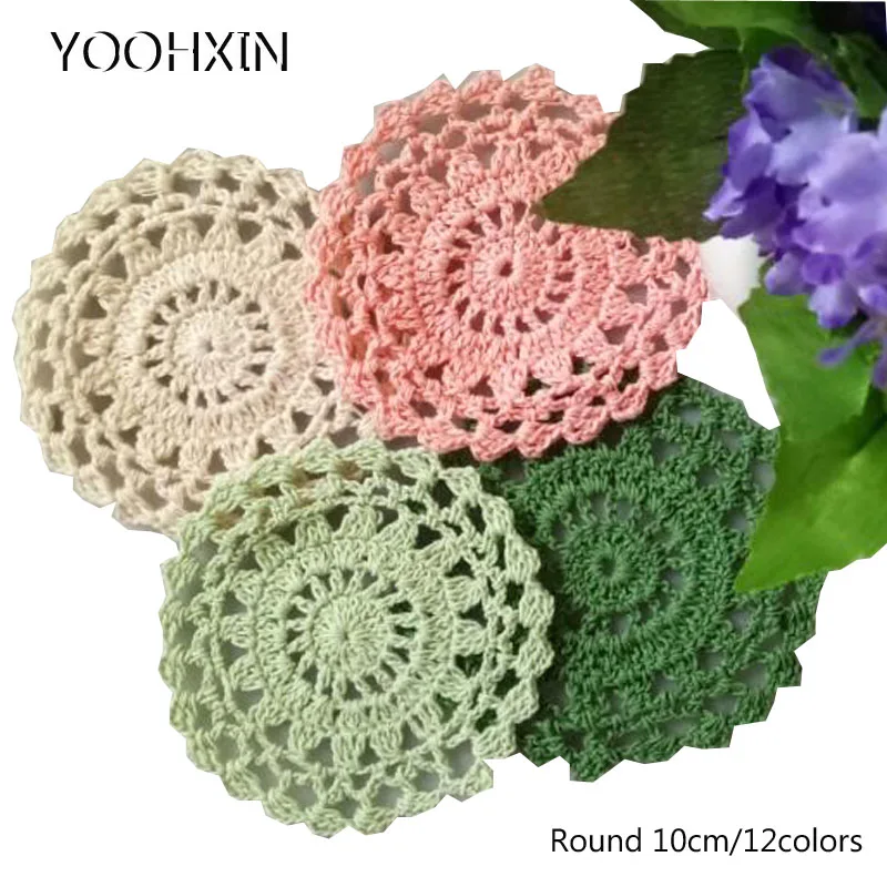 Кружевной круглый хлопковый коврик для стола тканевый вязаные коврики чашка