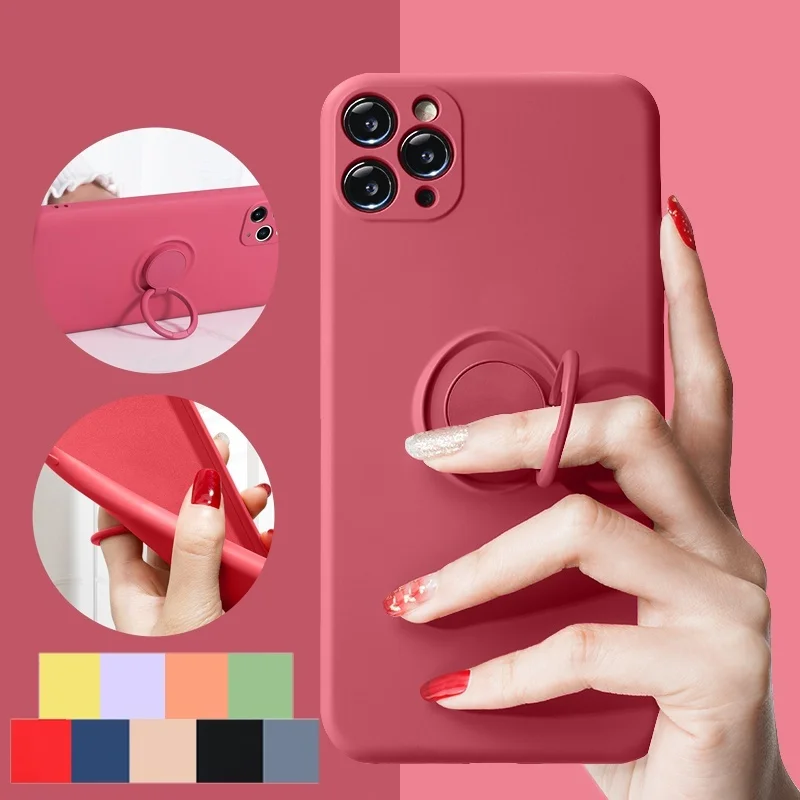 Чехол подставка из жидкого силикона для iPhone SE 2020 2 тонкий мягкий силиконовый