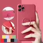 Чехол-подставка из жидкого силикона для iPhone SE 2020 2, тонкий мягкий силиконовый чехол с кольцом-держателем для iPhone 11 Pro X XR XS Max 8 7 6 Plus, чехлы
