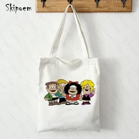 mafalda 2021 new shopping handbags canvas tote bags kawaii cartoon aesthetic harajuku large capacity teacher handbag