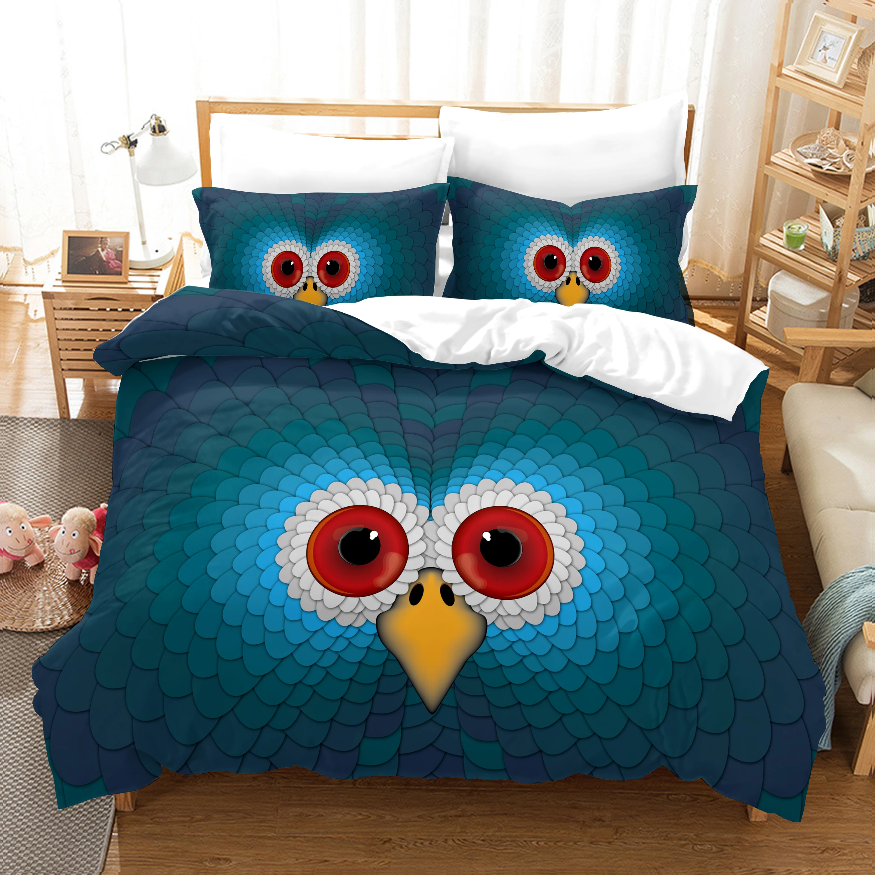 

Colorful Owl Bedding Set Cute 3D Duvet Cover Animal For Adults Kids Home Textile Full Queen King Size