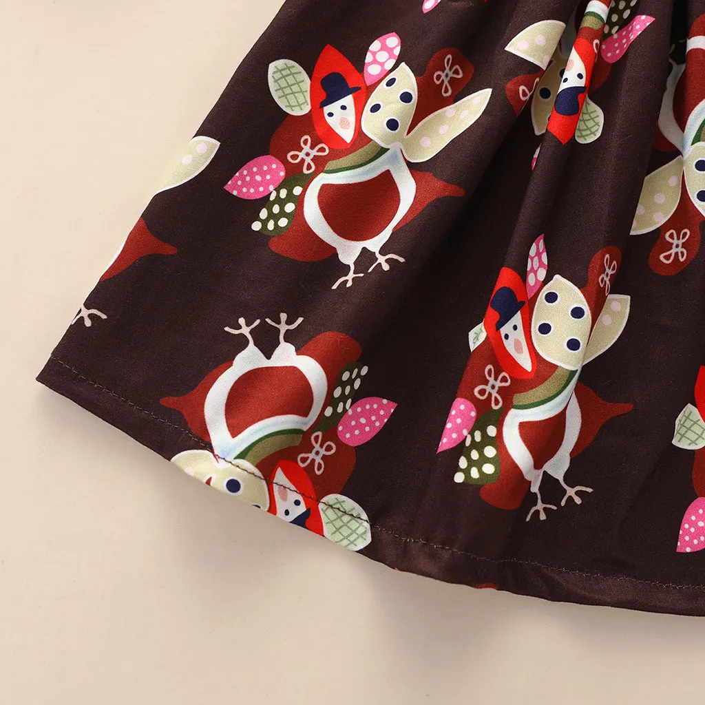 Детское платье принцессы с мультяшным принтом на День Благодарения|Платья| |