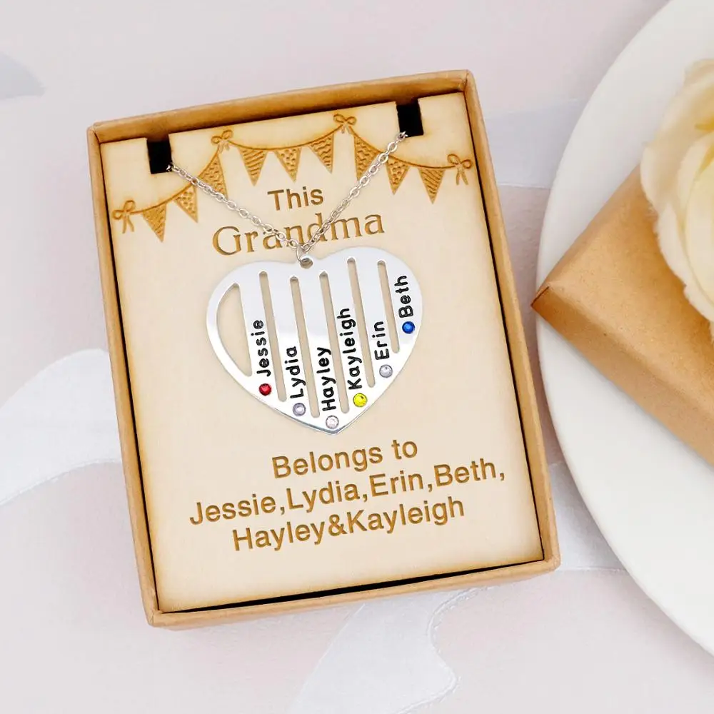 

Индивидуальное ожерелье для бабушки, ожерелье с камнем-талисманом, ожерелье с камнем-талисманом для ребенка, подарок для мамы на заказ, пода...