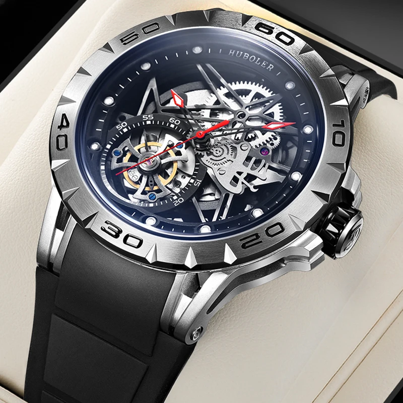 Часы скелетоны Мужские Механические Прозрачные Классический чехол из