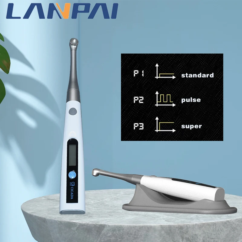 Lanpai 1 Second Dental Wireless Curing Light Led Lamp 1200-1400mw/cm2 110V-240V Adjustable Working Time