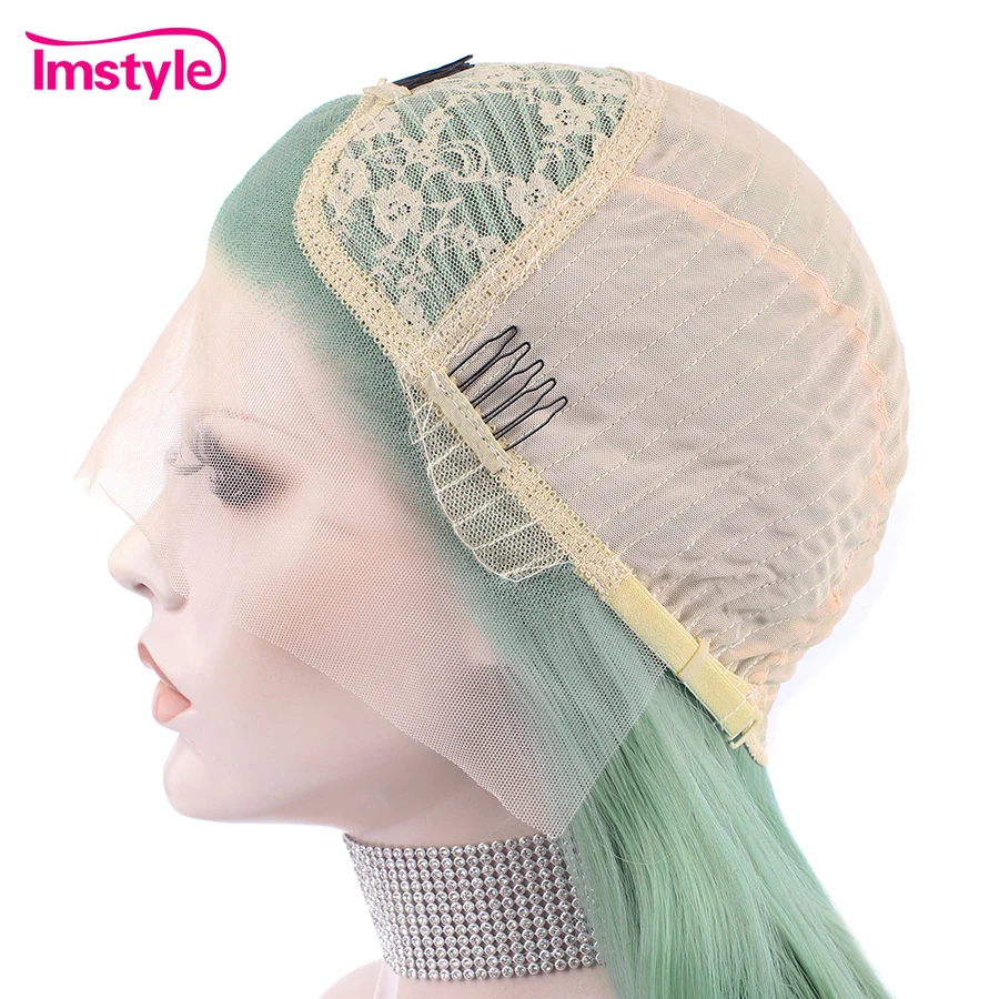 Imstyle Green Wig Long Synthetic Lace Front Heat Resistant Fiber Natural Wavy Glueless Wigs For Women Cosplay | Шиньоны и парики