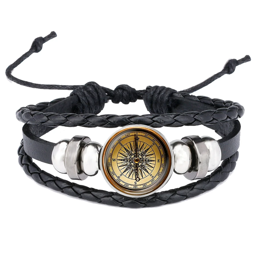 Стимпанк морские браслеты с компасом компас ветер Роза кожаный браслет со