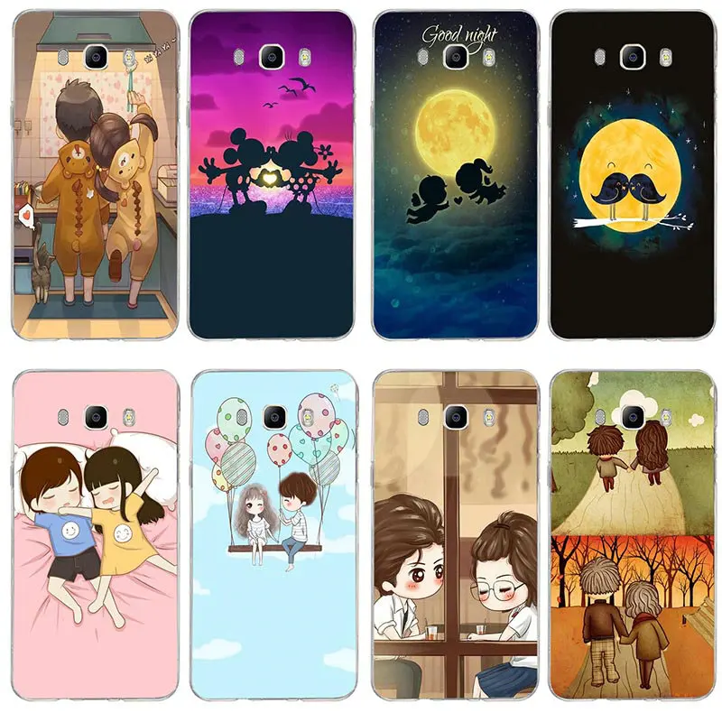 Cartoon Lovers Soft Silicone Transparent Phone Cases For Samsung Galaxy J3 J4 J5 J6 J7 J8 A3 A5 A7 2016 2017 2018 |
