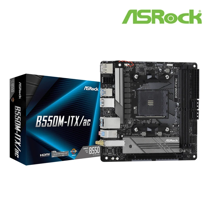 ASROCK B550M-ITX/ac Mini-ITX AMD B550 DDR4 4600 +(OC)MHz M.2 USB3.2 новая двухканальная материнская плата с
