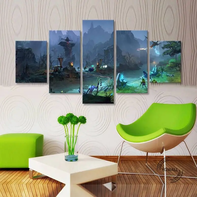 DOTA2 герои средняя карта Боевая стена искусство холст картины 5 шт. фотографии