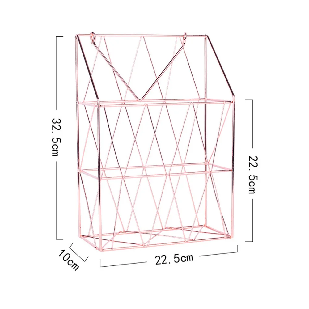 Корзина для хранения из кованого железа цвета розового золота портативная