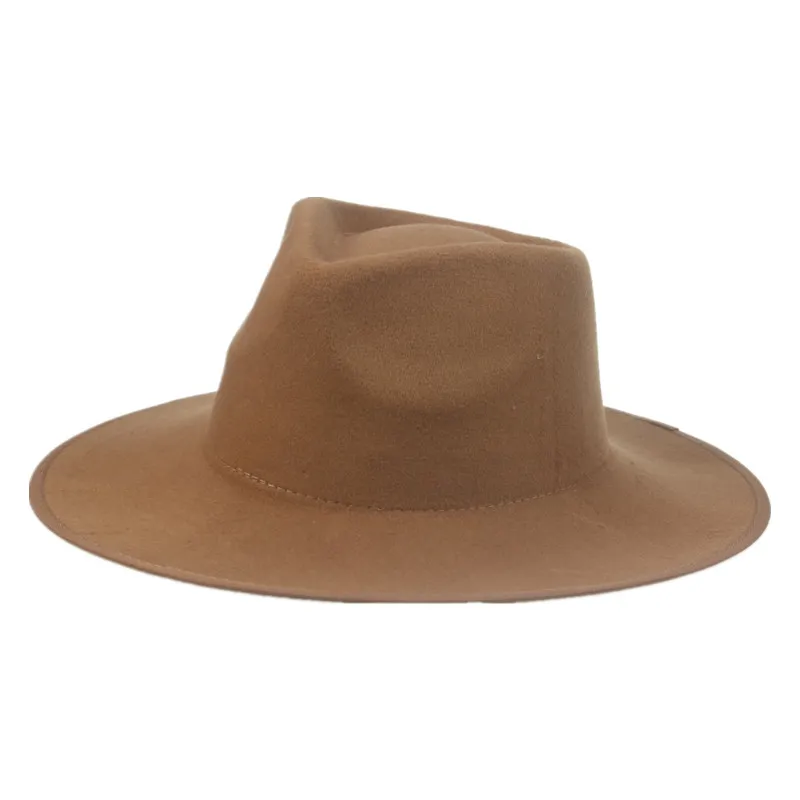 

women hats panamas big brim solid beige khaki camel green black fedoras hats dress formal church classic fashionable felted hats