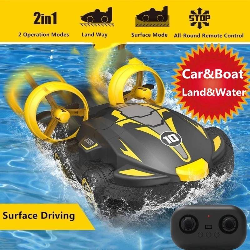 

2.4G Water & Land 2 IN 1 Amphibious Drift Car Remote Control Hovercraft High Speed Boat RC Stunt Car for Boys Model Outdoor Toy