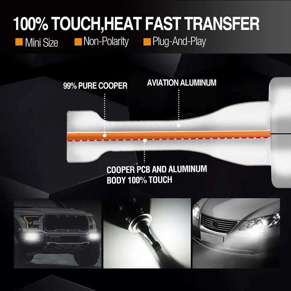 

H7 LED Headlight Bulbs 16000LM 6000K White Automobile Lamp LED Auto Lights Bulb One Year Wrranty