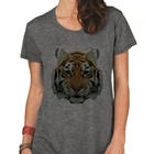 Футболка женская в стиле хип-хоп, белаясерая, с принтом могучего тигра, дешевая, с круглым вырезом