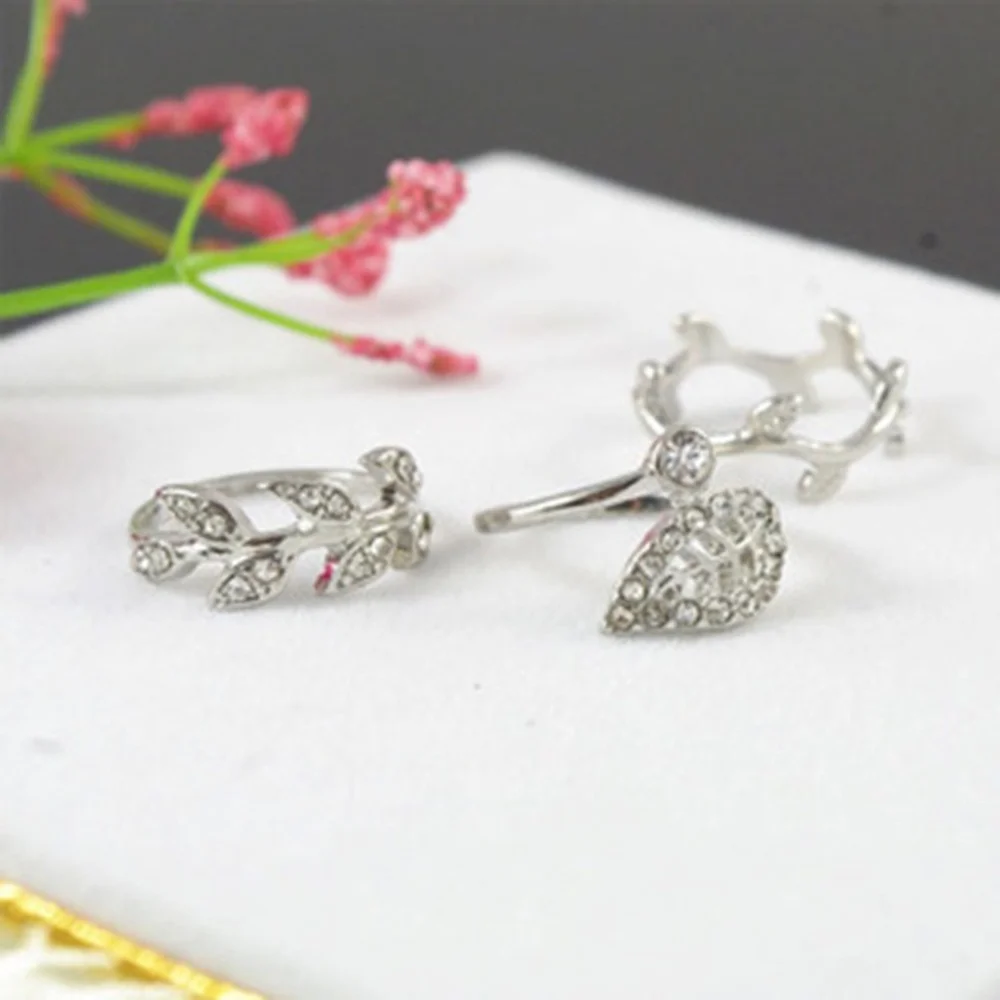 

3Pcs/Set Simple Ring Set Gothic Diamond Leaf Personality Ring Set Mens Women Jewelry Rings Korea WholeSale Boho Party Luxury