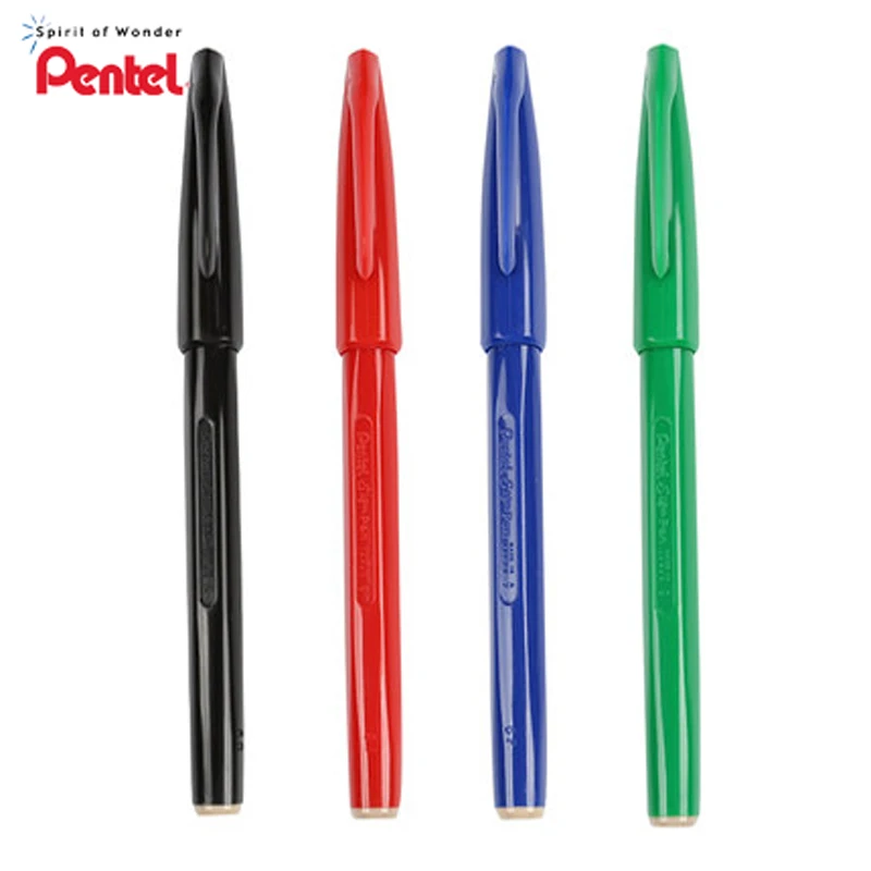 

Ручка с надписью Pentel S520 2,0 мм для графического письма, черная/синяя/зеленая/красная ручка из волокна, школьные и офисные принадлежности, 12 шт.