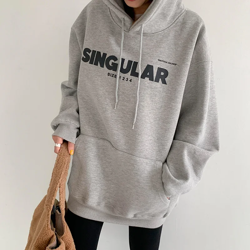 

Korean Style Loose Thin Hooded Versatile Top for Female Students