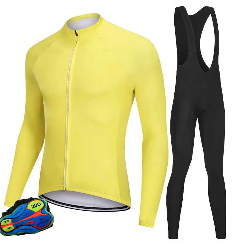 

2022 Pro Team Spring and Autumn Cycling Clothes Men Long Sleeve Jersey Suit Outdoor Riding Bike MTB Clothing Bib Pants Set