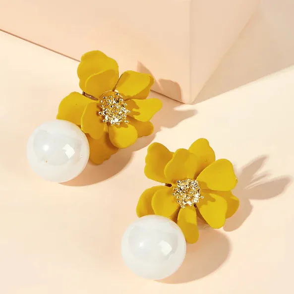 Корейские милые серьги в форме цветка модные виде цветов для женщин богемные