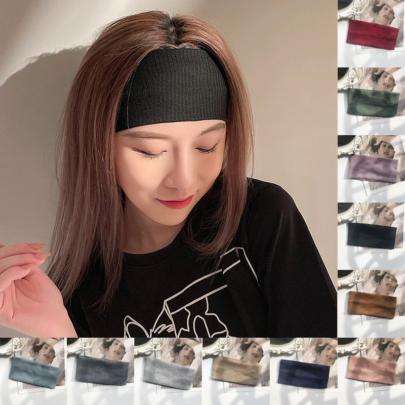

New Knitted Headband Wide Elastic Sport Yoga Turban Solid Headwrap for Women Girls Hairband Fashion Hair Accessories Scrunchies