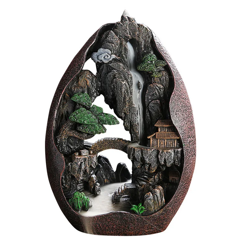 

Resin High Mountain Flow Backflow Incense Burner for Living Room Creative Large Backflow Incense Burner Home Decoration