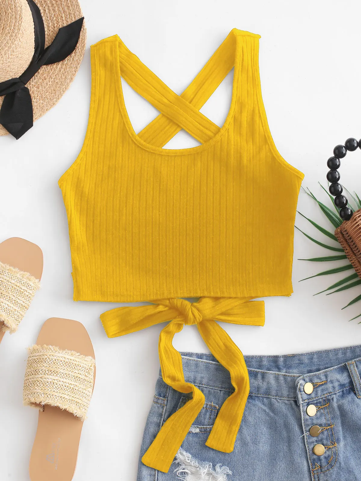 ZAFUL Футболка крест-накрест с открытой спиной и завязкой сзади сексуальный