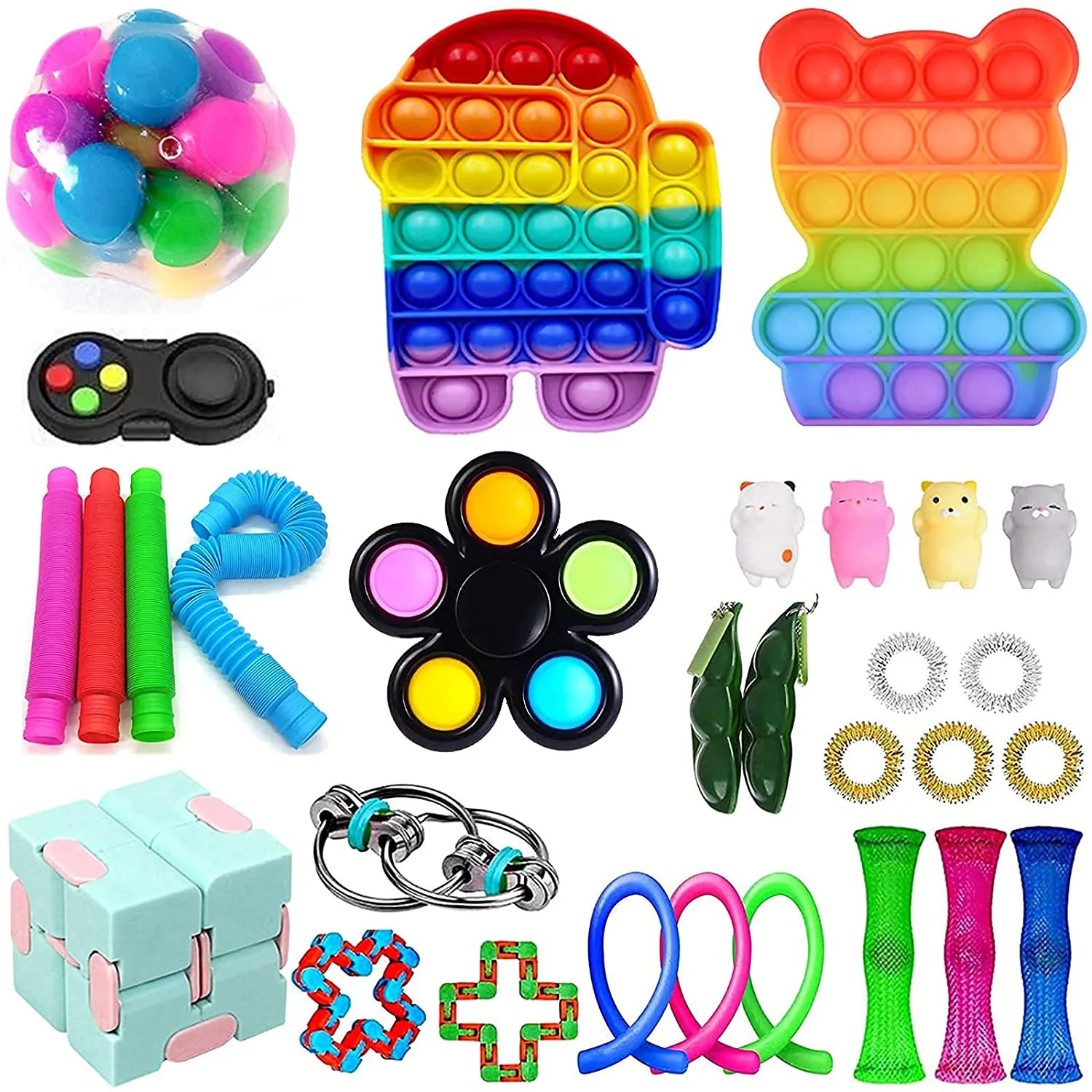 

1/Set Fidget Toys Anti Stress Set Stretchy Strings Push Gift Pack Adults Children Squishy Sensory Antistress Relief Figet Toys