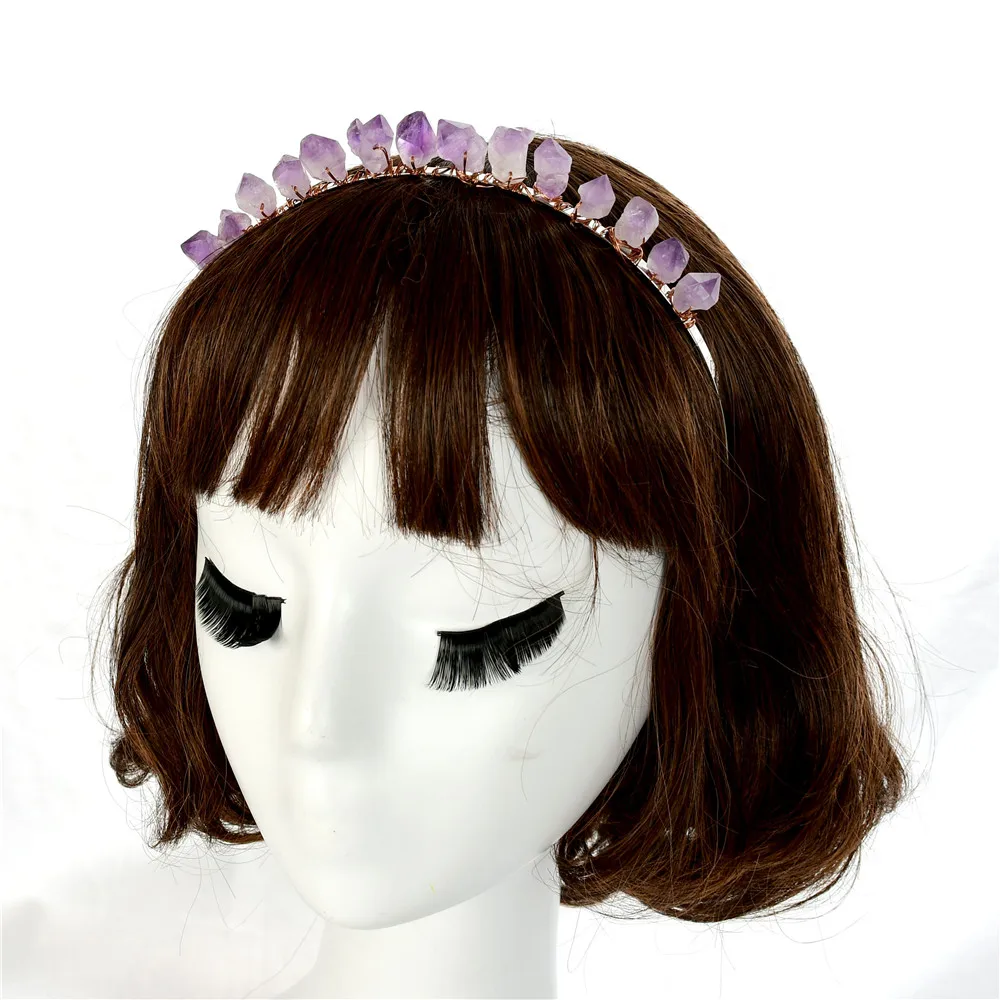 

Raw Crystals Crown Ame thyst Tiara Crystal Bridal Tiara Crystals Hairband Boho Bridal Crown Alternative Bride Accessory
