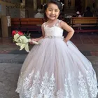 Индивидуальное платье для девочек, детские платья принцессы для свадебной вечеринки с поясом, детская одежда