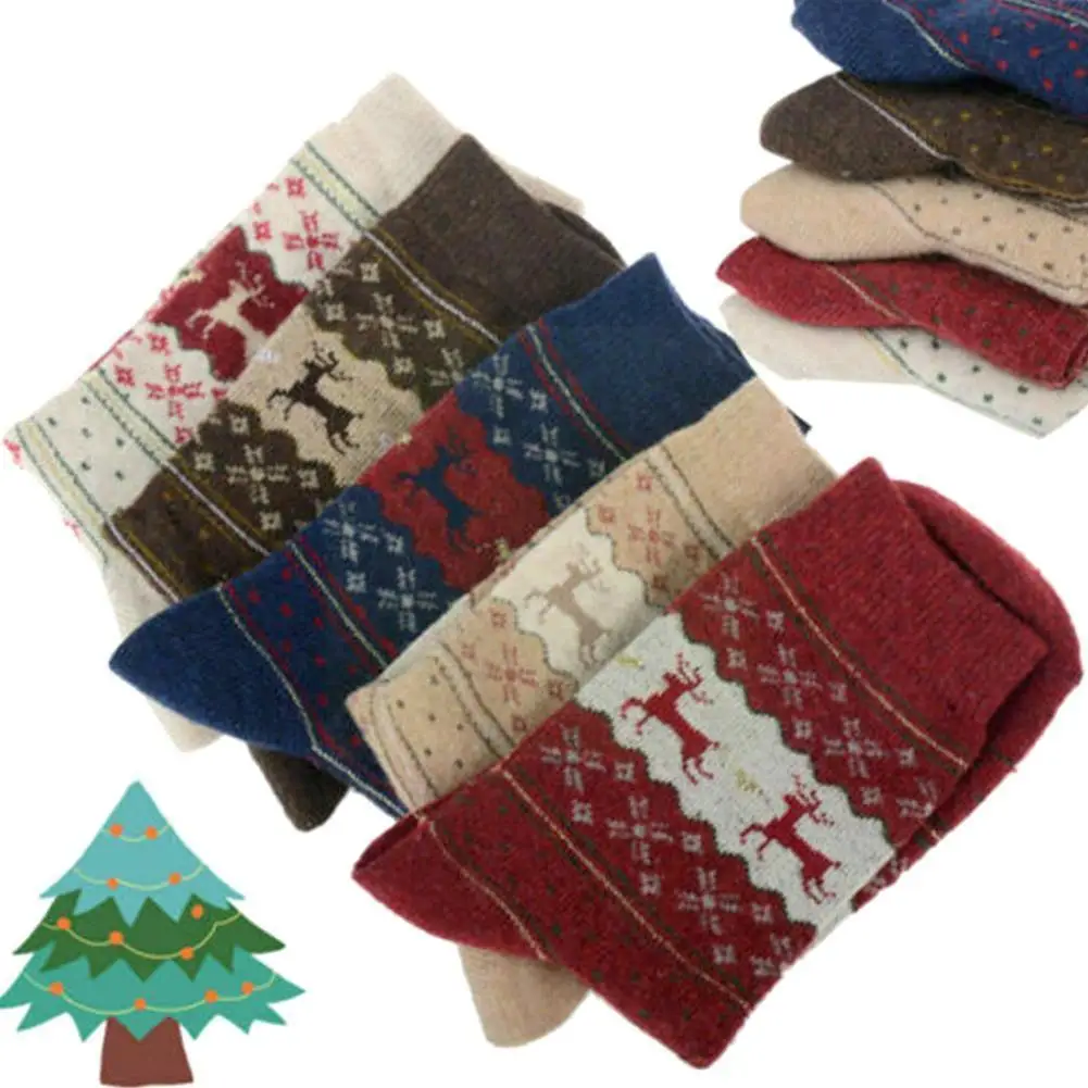 

New Winter Men Women Socks Christmas Cartoon Cotton Ladies Wool Socks Thermal 3D New Socks Socks Cute Gifts Year Striped Th X7S4